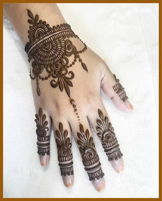 Aesthetic Floral Composition Mehndi For Back Hand